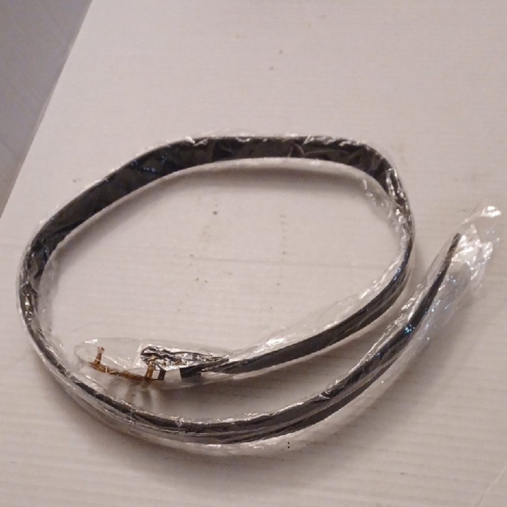 4/$60 New Elegant Black Leather-Like Belt with Brassy-Gold Buckle